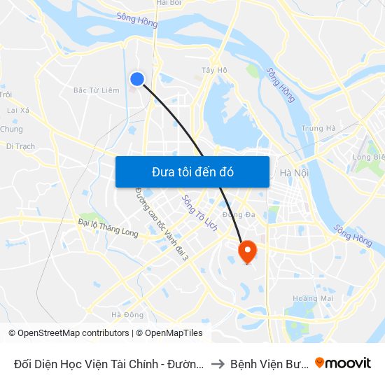 Đối Diện Học Viện Tài Chính - Đường Đức Thắng to Bệnh Viện Bưu Điện map