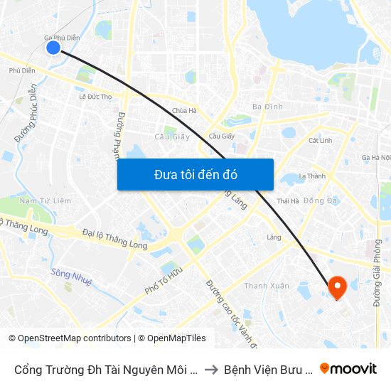 Cổng Trường Đh Tài Nguyên Môi Trường to Bệnh Viện Bưu Điện map