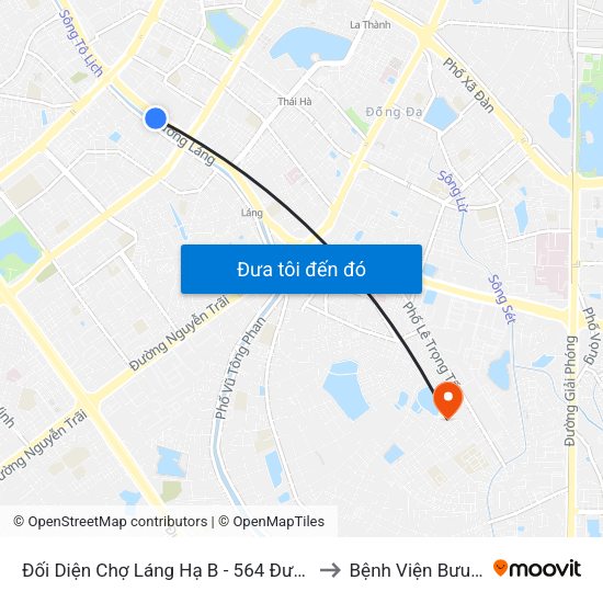 Đối Diện Chợ Láng Hạ B - 564 Đường Láng to Bệnh Viện Bưu Điện map