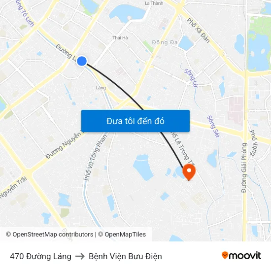 470 Đường Láng to Bệnh Viện Bưu Điện map