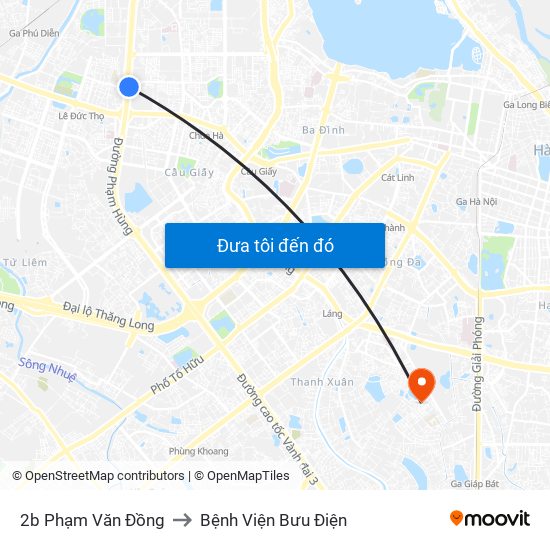 2b Phạm Văn Đồng to Bệnh Viện Bưu Điện map