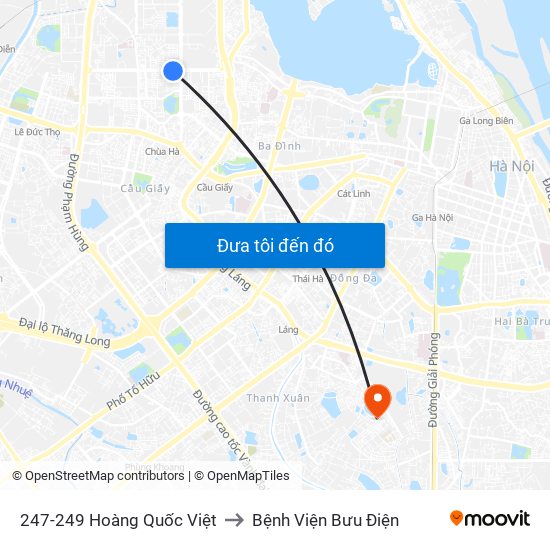 247-249 Hoàng Quốc Việt to Bệnh Viện Bưu Điện map