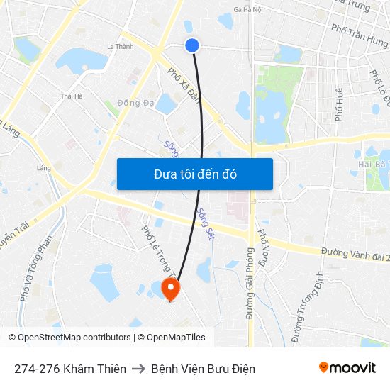 274-276 Khâm Thiên to Bệnh Viện Bưu Điện map