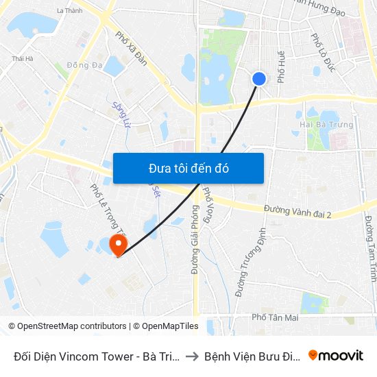 Đối Diện Vincom Tower - Bà Triệu to Bệnh Viện Bưu Điện map