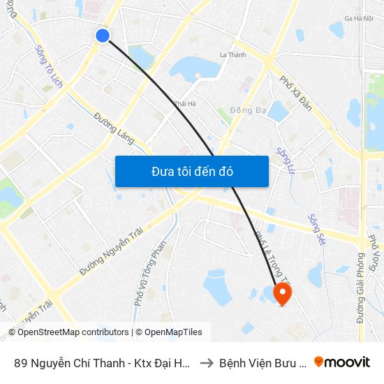 89 Nguyễn Chí Thanh - Ktx Đại Học Luật to Bệnh Viện Bưu Điện map