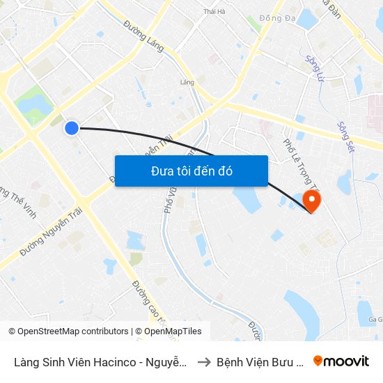 Làng Sinh Viên Hacinco - Nguyễn Tuân to Bệnh Viện Bưu Điện map