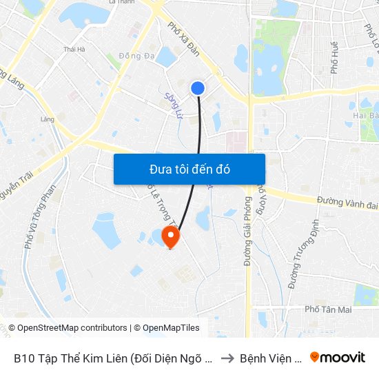 B10 Tập Thể Kim Liên (Đối Diện Ngõ 46b Phạm Ngọc Thạch) to Bệnh Viện Bưu Điện map