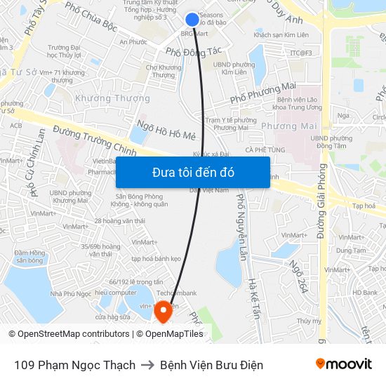 109 Phạm Ngọc Thạch to Bệnh Viện Bưu Điện map