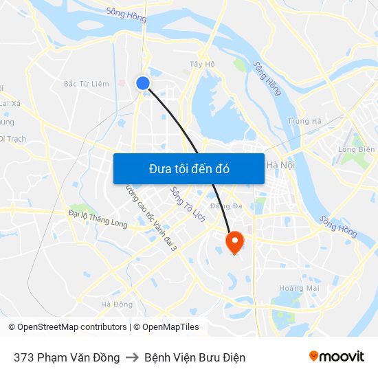 373 Phạm Văn Đồng to Bệnh Viện Bưu Điện map