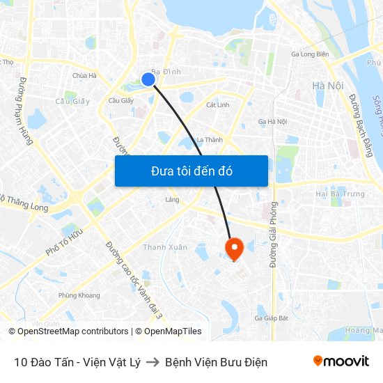 10 Đào Tấn - Viện Vật Lý to Bệnh Viện Bưu Điện map