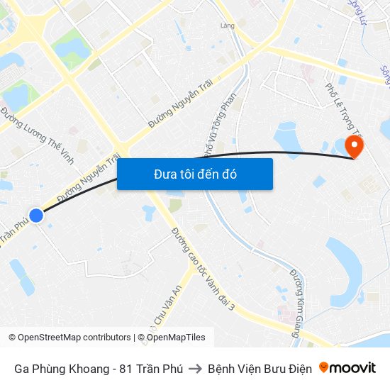 Ga Phùng Khoang - 81 Trần Phú to Bệnh Viện Bưu Điện map