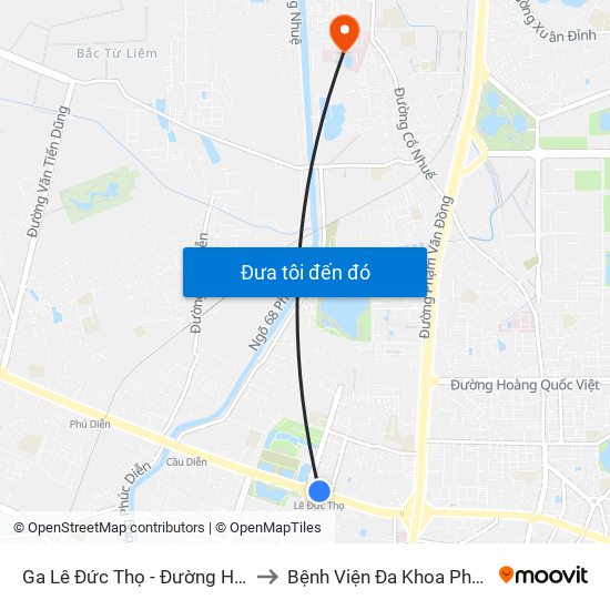Ga Lê Đức Thọ - Đường Hồ Tùng Mậu to Bệnh Viện Đa Khoa Phương Đông map