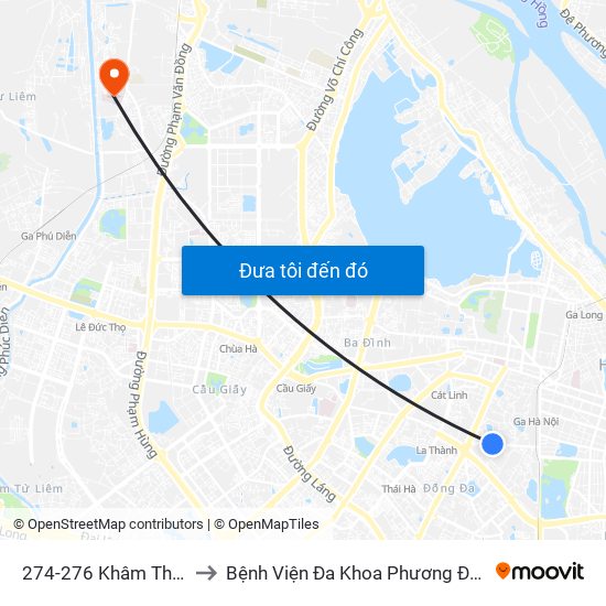 274-276 Khâm Thiên to Bệnh Viện Đa Khoa Phương Đông map