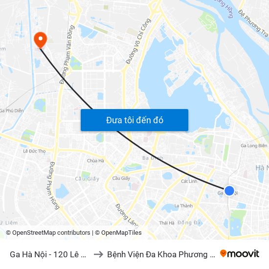 Ga Hà Nội - 120 Lê Duẩn to Bệnh Viện Đa Khoa Phương Đông map