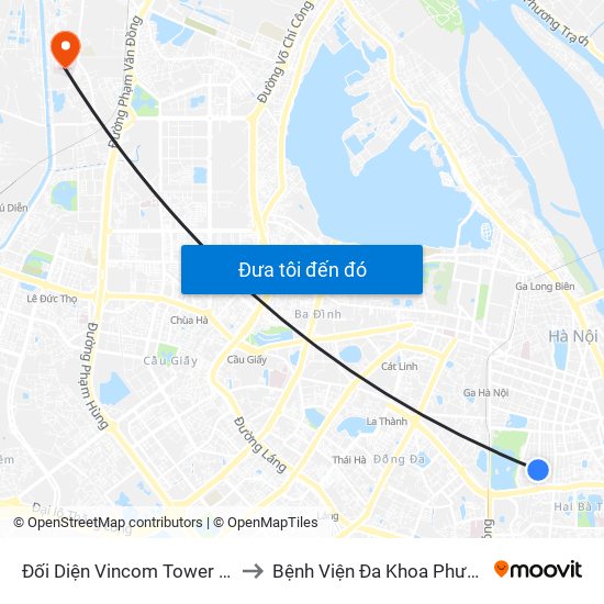 Đối Diện Vincom Tower - Bà Triệu to Bệnh Viện Đa Khoa Phương Đông map