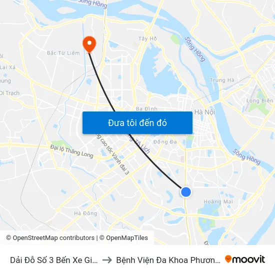 Dải Đỗ Số 3 Bến Xe Giáp Bát to Bệnh Viện Đa Khoa Phương Đông map