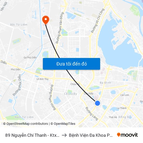 89 Nguyễn Chí Thanh - Ktx Đại Học Luật to Bệnh Viện Đa Khoa Phương Đông map