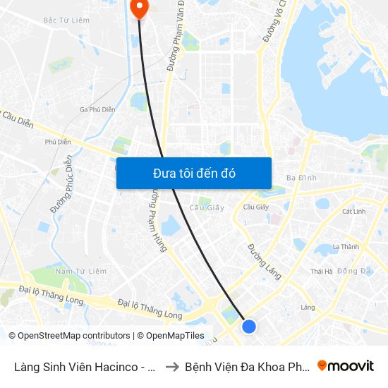 Làng Sinh Viên Hacinco - Nguyễn Tuân to Bệnh Viện Đa Khoa Phương Đông map