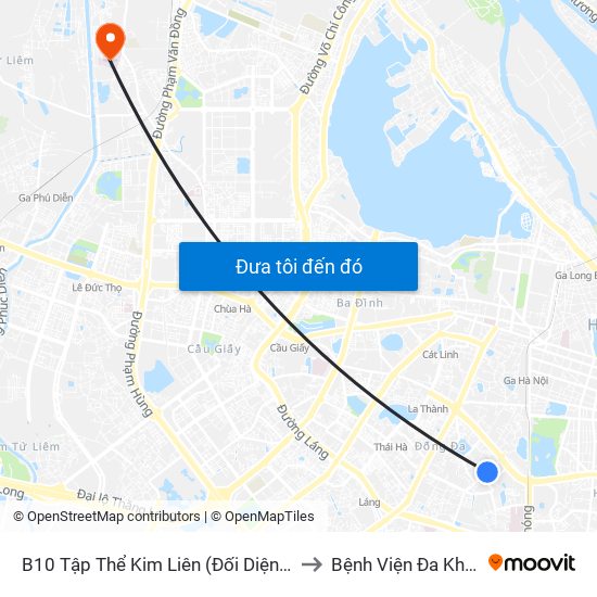 B10 Tập Thể Kim Liên (Đối Diện Ngõ 46b Phạm Ngọc Thạch) to Bệnh Viện Đa Khoa Phương Đông map