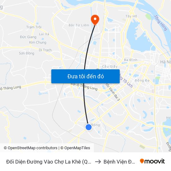 Đối Diện Đường Vào Chợ La Khê (Qua Ga Metro La Khê) - 405 Quang Trung (Hà Đông) to Bệnh Viện Đa Khoa Phương Đông map