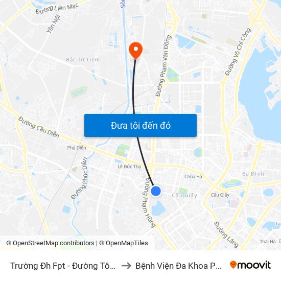 Trường Đh Fpt - Đường Tôn Thất Thuyết to Bệnh Viện Đa Khoa Phương Đông map