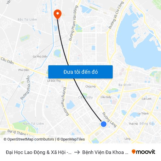 Đại Học Lao Động & Xã Hội - 43 Trần Duy Hưng to Bệnh Viện Đa Khoa Phương Đông map