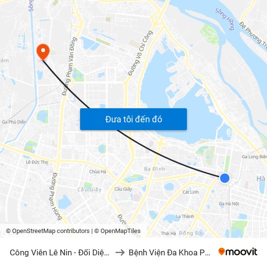 Công Viên Lê Nin - Đối Diện 35 Trần Phú to Bệnh Viện Đa Khoa Phương Đông map