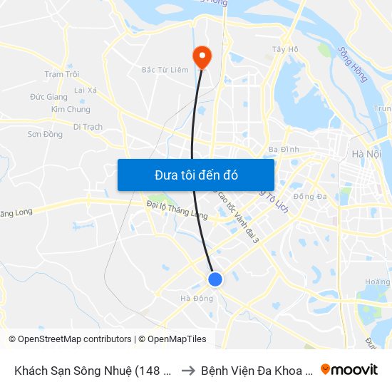 Khách Sạn Sông Nhuệ (148 Trần Phú- Hà Đông) to Bệnh Viện Đa Khoa Phương Đông map