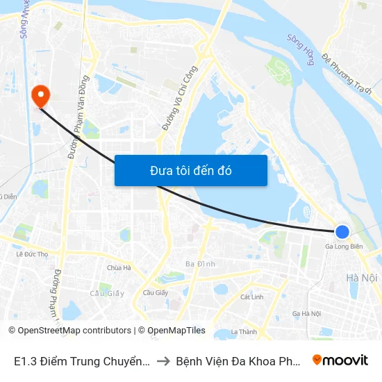 E1.3 Điểm Trung Chuyển Long Biên to Bệnh Viện Đa Khoa Phương Đông map