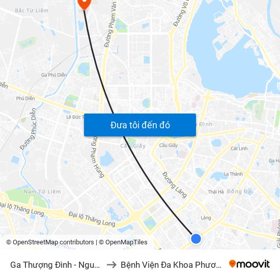 Ga Thượng Đình - Nguyễn Trãi to Bệnh Viện Đa Khoa Phương Đông map