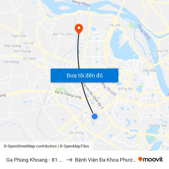 Ga Phùng Khoang - 81 Trần Phú to Bệnh Viện Đa Khoa Phương Đông map