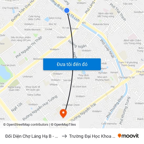 Đối Diện Chợ Láng Hạ B - 564 Đường Láng to Trường Đại Học Khoa Học Tự Nhiên map