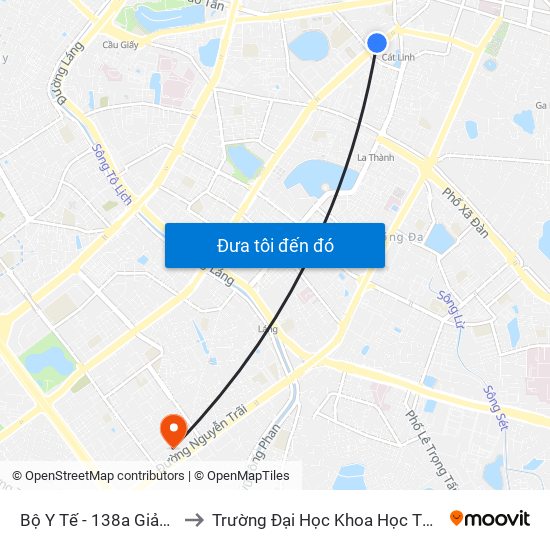 Bộ Y Tế - 138a Giảng Võ to Trường Đại Học Khoa Học Tự Nhiên map