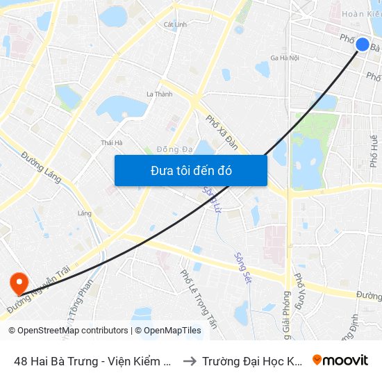 48 Hai Bà Trưng - Viện Kiểm Nghiệm Thuốc Trung Ương to Trường Đại Học Khoa Học Tự Nhiên map