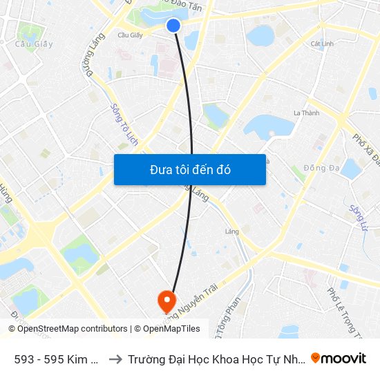 593 - 595 Kim Mã to Trường Đại Học Khoa Học Tự Nhiên map