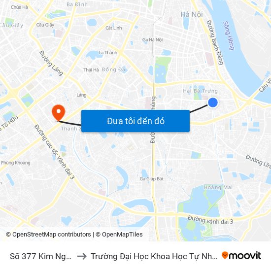 Số 377 Kim Ngưu to Trường Đại Học Khoa Học Tự Nhiên map