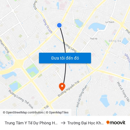 Trung Tâm Y Tế Dự Phòng Hn - 70 Nguyễn Chí Thanh to Trường Đại Học Khoa Học Tự Nhiên map