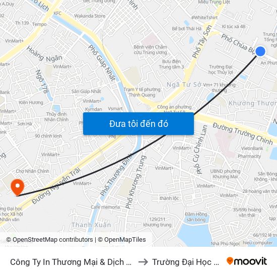 Số 10 Chùa Bộc - Học Viện Ngân Hàng to Trường Đại Học Khoa Học Tự Nhiên map