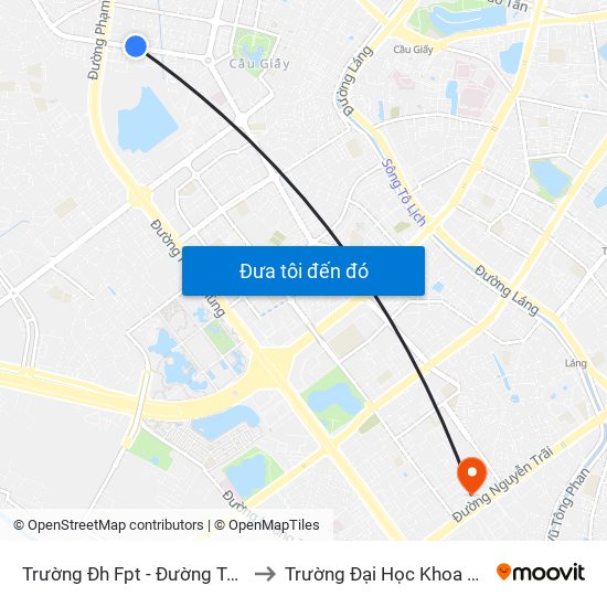 Trường Đh Fpt - Đường Tôn Thất Thuyết to Trường Đại Học Khoa Học Tự Nhiên map