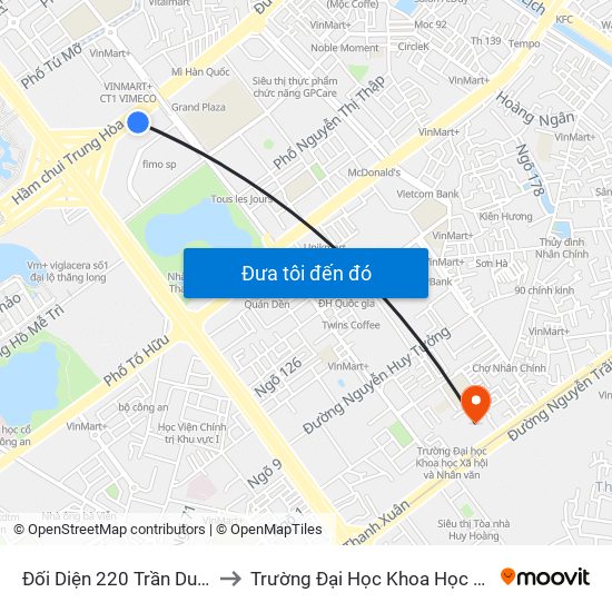 Đối Diện 220 Trần Duy Hưng to Trường Đại Học Khoa Học Tự Nhiên map