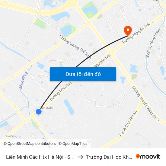 Liên Minh Các Htx Hà Nội - Số 1 Trần Phú (Hà Đông) to Trường Đại Học Khoa Học Tự Nhiên map