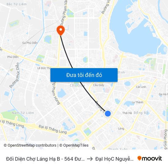 Đối Diện Chợ Láng Hạ B - 564 Đường Láng to ĐạI HọC NguyễN TrãI map