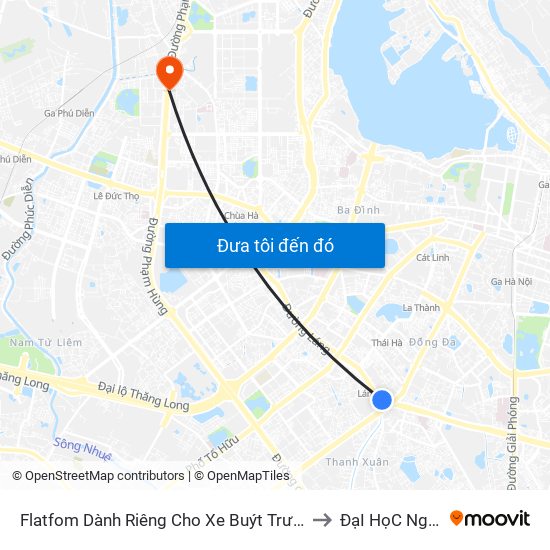 Flatfom Dành Riêng Cho Xe Buýt Trước Nhà 45 Đường Láng to ĐạI HọC NguyễN TrãI map