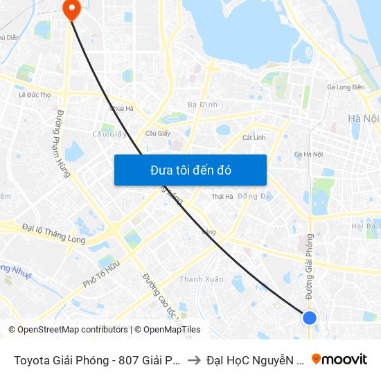 Toyota Giải Phóng - 807 Giải Phóng to ĐạI HọC NguyễN TrãI map
