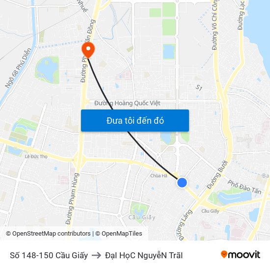 Số 148-150 Cầu Giấy to ĐạI HọC NguyễN TrãI map