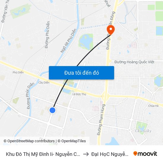 Khu Đô Thị Mỹ Đình Ii- Nguyễn Cơ Thạch to ĐạI HọC NguyễN TrãI map