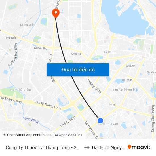 Công Ty Thuốc Lá Thăng Long - 235 Nguyễn Trãi to ĐạI HọC NguyễN TrãI map