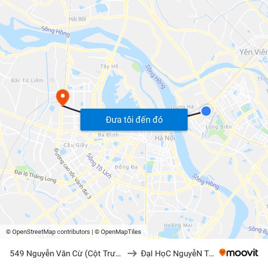 549 Nguyễn Văn Cừ (Cột Trước) to ĐạI HọC NguyễN TrãI map