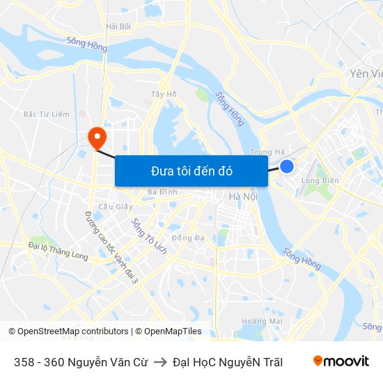 358 - 360 Nguyễn Văn Cừ to ĐạI HọC NguyễN TrãI map