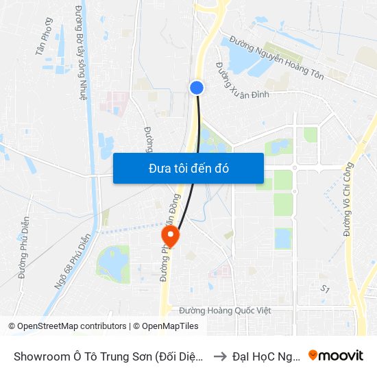 Showroom Ô Tô Trung Sơn (Đối Diện 315 Phạm Văn Đồng) to ĐạI HọC NguyễN TrãI map